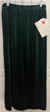 Vintage Quacker Factory Green Velour Pull-On Maxi Skirt Size S  NWT